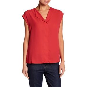 🎀 5/$25 DR2 by Daniel Rainn red split neck blouse sz XS Petite